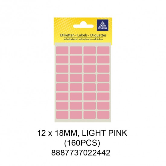 MAYSPIES MS-12X18MM COLOUR LABEL / 5 SHEETS/PKT / 160PCS / 12X18MM LIGHT PINK